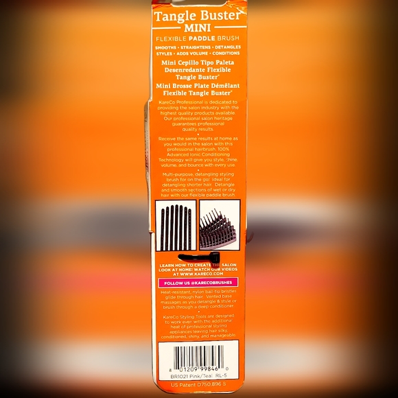 NWT KARECO TANGLE BUSTER MINI DETANGLING HAIR BRUSH! - Picture 5 of 9